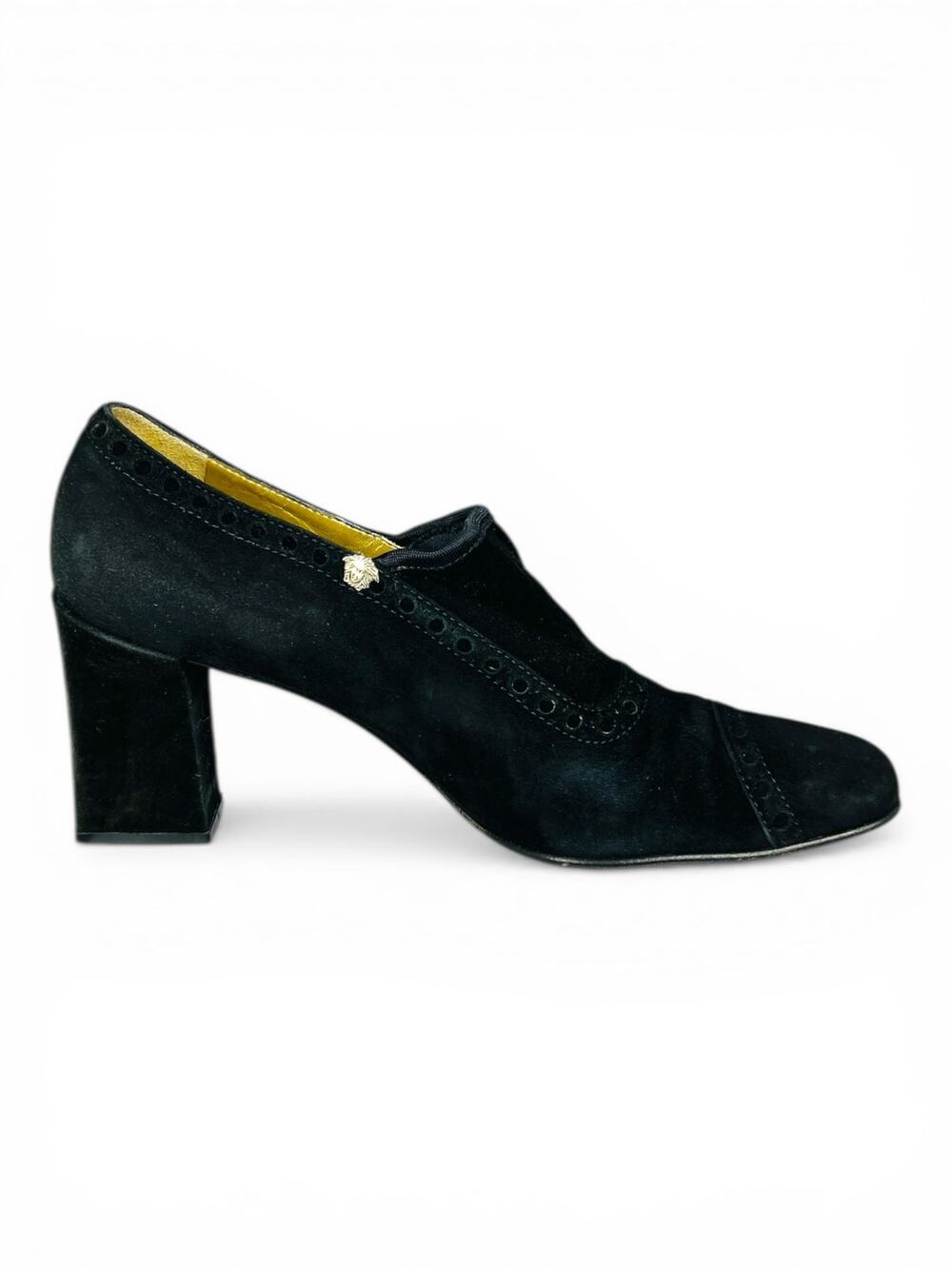 Gianni Versace Vintage 80s Black Suede Medusa Ankle Boots EU 38